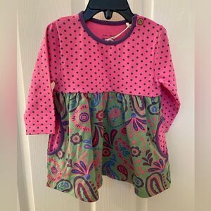 Kite Clothing Girls Pink Green Floral Paisley Organic Dress Size 3-6 Months NWT